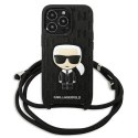 Karl Lagerfeld Leather Monogram Patch and Cord Iconik- Cover for iPhone 13 Pro