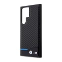 BMW Leather Carbon Blue Line - Case for Samsung Galaxy S23 Ultra (Black)