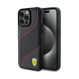 Ferrari Perforated Waves Metal Logo - iPhone 15 Pro Max Case (Black)