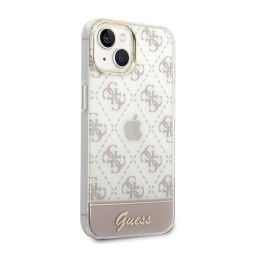 Guess 4G Stripe Script Logo Electroplated Pattern - Case for iPhone 14 Plus (Pink)
