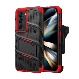 ZIZO BOLT Series - Armoured case for Samsung Galaxy S23 with 9H glass for screen + holder with stand (Black/Red)