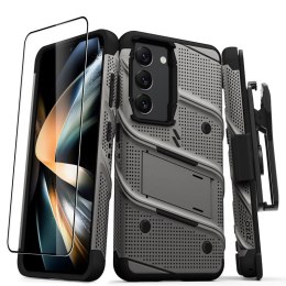 ZIZO BOLT Series - Armoured case for Samsung Galaxy S23 with 9H glass for screen + holder with stand (Grey)