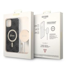 Guess Bundle Pack MagSafe 4G - Set of case for iPhone 11 + MagSafe charger (Black/Gold)