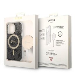 Guess Bundle Pack MagSafe 4G - Set of case for iPhone 13 Pro + MagSafe charger (Black/Gold)