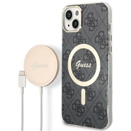 Guess Bundle Pack MagSafe 4G - Set of case for iPhone 14 + MagSafe charger (Black/Gold)