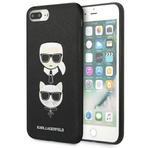 Karl Lagerfeld Saffiano Karl & Choupette Heads - Case for iPhone 8 Plus / 7 Plus (Black)