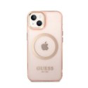 Guess Gold Outline Translucent MagSafe - Case for iPhone 14 Plus (Pink)