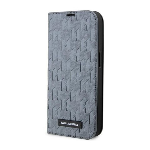 Karl Lagerfeld Booktype Saffiano Monogram - Case for iPhone 14 Pro Max (Silver)