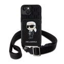 Karl Lagerfeld Crossbody NFT Saffiano Monogram Iconic - Case for iPhone 14 (Black)