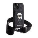 Karl Lagerfeld Crossbody NFT Saffiano Monogram Iconic - Case for iPhone 14 (Black)