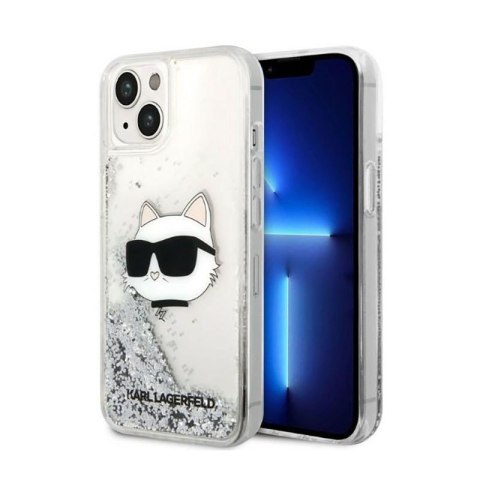 Karl Lagerfeld Liquid Glitter NFT Choupette Head - Case for iPhone 14 Plus (Silver)