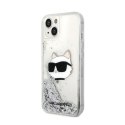 Karl Lagerfeld Liquid Glitter NFT Choupette Head - Case for iPhone 14 Plus (Silver)