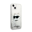 Karl Lagerfeld Liquid Glitter NFT Choupette Head - Case for iPhone 14 Plus (Silver)