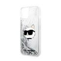 Karl Lagerfeld Liquid Glitter NFT Choupette Head - Case for iPhone 14 Plus (Silver)