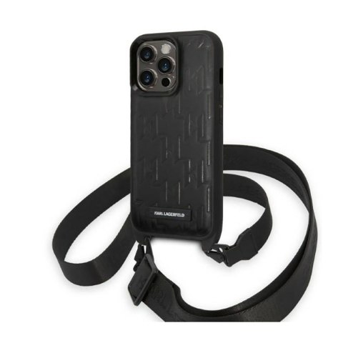 Karl Lagerfeld Monogram Plaque Logo Strap - Case for iPhone 14 Pro (Black)