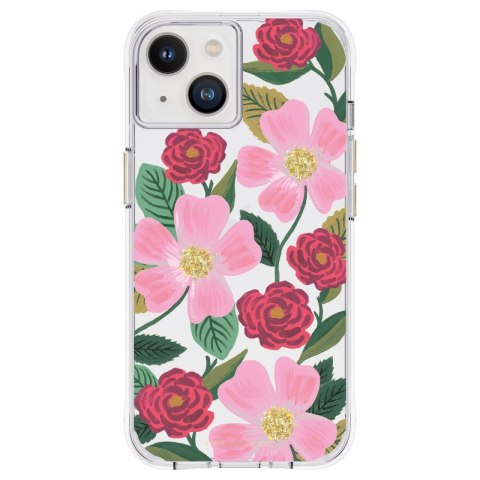 Rifle Paper Clear - Case decorated in gold for iPhone 14 / iPhone 13 (Rose Garden)