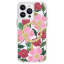 Rifle Paper Clear MagSafe - Case decorated in gold for iPhone 14 Pro Max (Rose Garden)