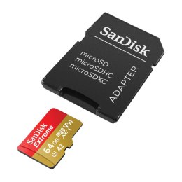 SanDisk Extreme microSDXC - Memory card 64 GB A2 V30 UHS-I U3 170/80 MB/s with adapter