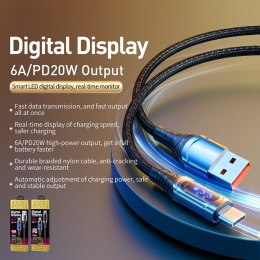 WEKOME WDC-166 Sakin Series - USB-A to USB-C 6A Fast Charging connecting cable 1 m (Tarnish)