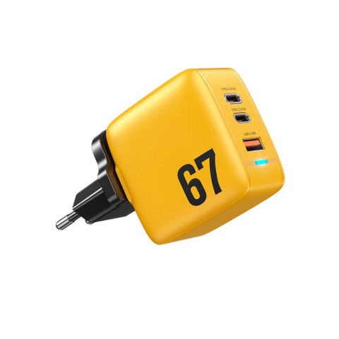 WEKOME WP-U141 Tint Series - Power charger 2x USB-C & USB-A Super Fast Charge GaN 67W (Yellow)