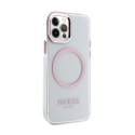 Guess Metal Outline MagSafe - Case for iPhone 12 / iPhone 12 Pro (Transparent / Pink)