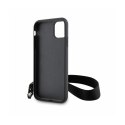 Karl Lagerfeld Monogram Losange Saffiano - Case with lanyard for iPhone 11 (Black)