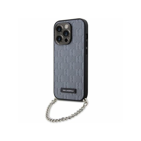 Karl Lagerfeld Saffiano Monogram Chain - Case for iPhone 14 Pro (Silver)