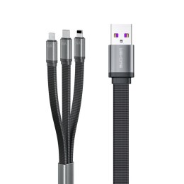 WEKOME WDC-157 King Kong 2nd gen - 3-in-1 USB-A to Lightning + USB-C + Micro USB 6A Fast Charging 1.3m Connecting Cable (Black)