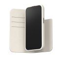 Moshi Overture MagSafe - Leather 3-in-1 case with flip cover for iPhone 15 (Eggnog White)