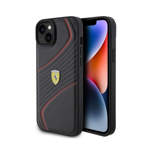 Ferrari Twist Metal Logo - Case for iPhone 15 Plus (Black)