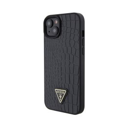 Guess Croco Triangle Metal Logo - Case for iPhone 15 (Black)