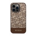 Guess GCube Stripes MagSafe - Case for iPhone 14 Pro (Brown)
