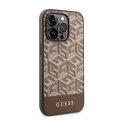 Guess GCube Stripes MagSafe - Case for iPhone 14 Pro (Brown)