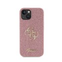 Guess Glitter Script Big 4G - Case for iPhone 15 (Pink)