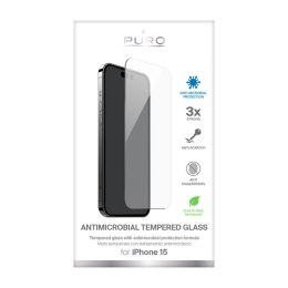 PURO Anti-Bacterial Tempered Glass - Tempered protective glass with antimicrobial protection iPhone 15