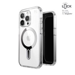 Speck Presidio Perfect-Clear ClickLock & Magsafe - Case for iPhone 15 Pro (Clear / Chrome Finish / Serene Silver)