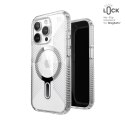 Speck Presidio Perfect-Clear Grip ClickLock & Magsafe - Case for iPhone 15 Pro (Clear / Chrome Finish / Serene Silver)
