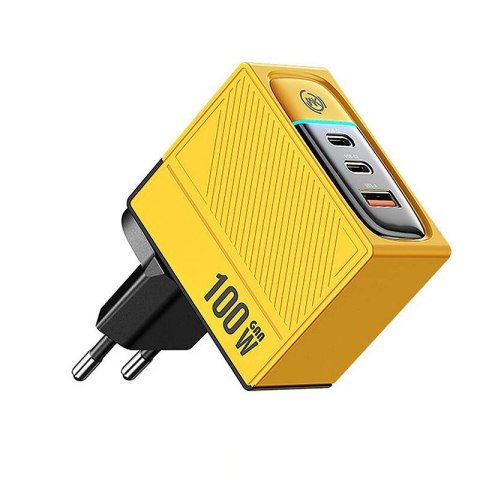 WEKOME WP-U155 Tint Series - 2x USB-C & USB-A Super Fast Charger GaN 100W (Yellow)