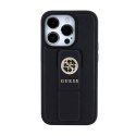 Guess Grip Stand 4G Saffiano Strass Logo - iPhone 15 Pro Case (black)