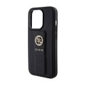Guess Grip Stand 4G Saffiano Strass Logo - iPhone 15 Pro Case (black)