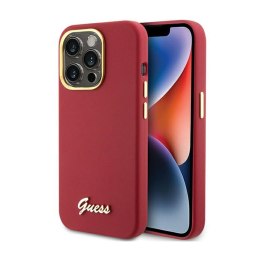 Guess Silicone Script Metal Logo & Frame - iPhone 15 Pro Max Case (magenta)