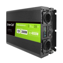 Green Cell - PowerInverter voltage converter with LCD display 12V to 230V 2000W/4000W Pure sine wave