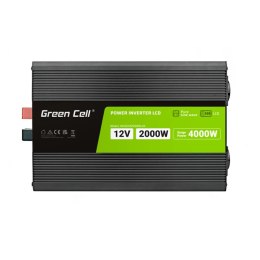 Green Cell - PowerInverter voltage converter with LCD display 12V to 230V 2000W/4000W Pure sine wave