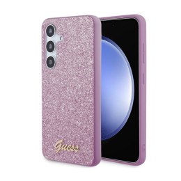 Guess Glitter Flakes Metal Logo Case - Case for Samsung Galaxy S24 (Purple)