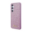 Guess Glitter Flakes Metal Logo Case - Case for Samsung Galaxy S24 (Purple)