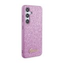 Guess Glitter Flakes Metal Logo Case - Case for Samsung Galaxy S24 (Purple)