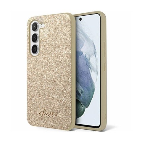 Guess Glitter Flakes Metal Logo Case - Case for Samsung Galaxy S24 (gold)