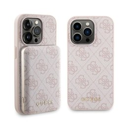 Guess Bundle Pack MagSafe 4G Metal Gold Logo - Case set + Power Bank 5000mAh MagSafe iPhone 15 Pro (pink)