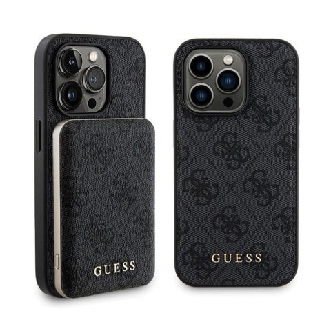 Guess Bundle Pack MagSafe 4G Metal Gold Logo - Case set + Power Bank 5000mAh MagSafe iPhone 13 Pro Max (black)