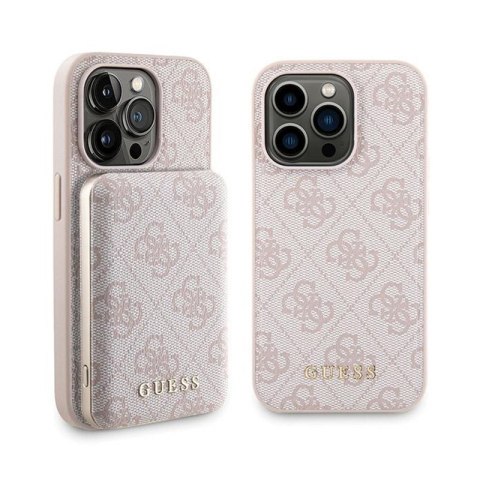 Guess Bundle Pack MagSafe 4G Metal Gold Logo - Case set + Power Bank 5000mAh MagSafe iPhone 14 Pro (pink)